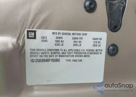 2006 Chevrolet Malibu Ltz из США, поврежденный, VIN 1G1ZU53846F155062